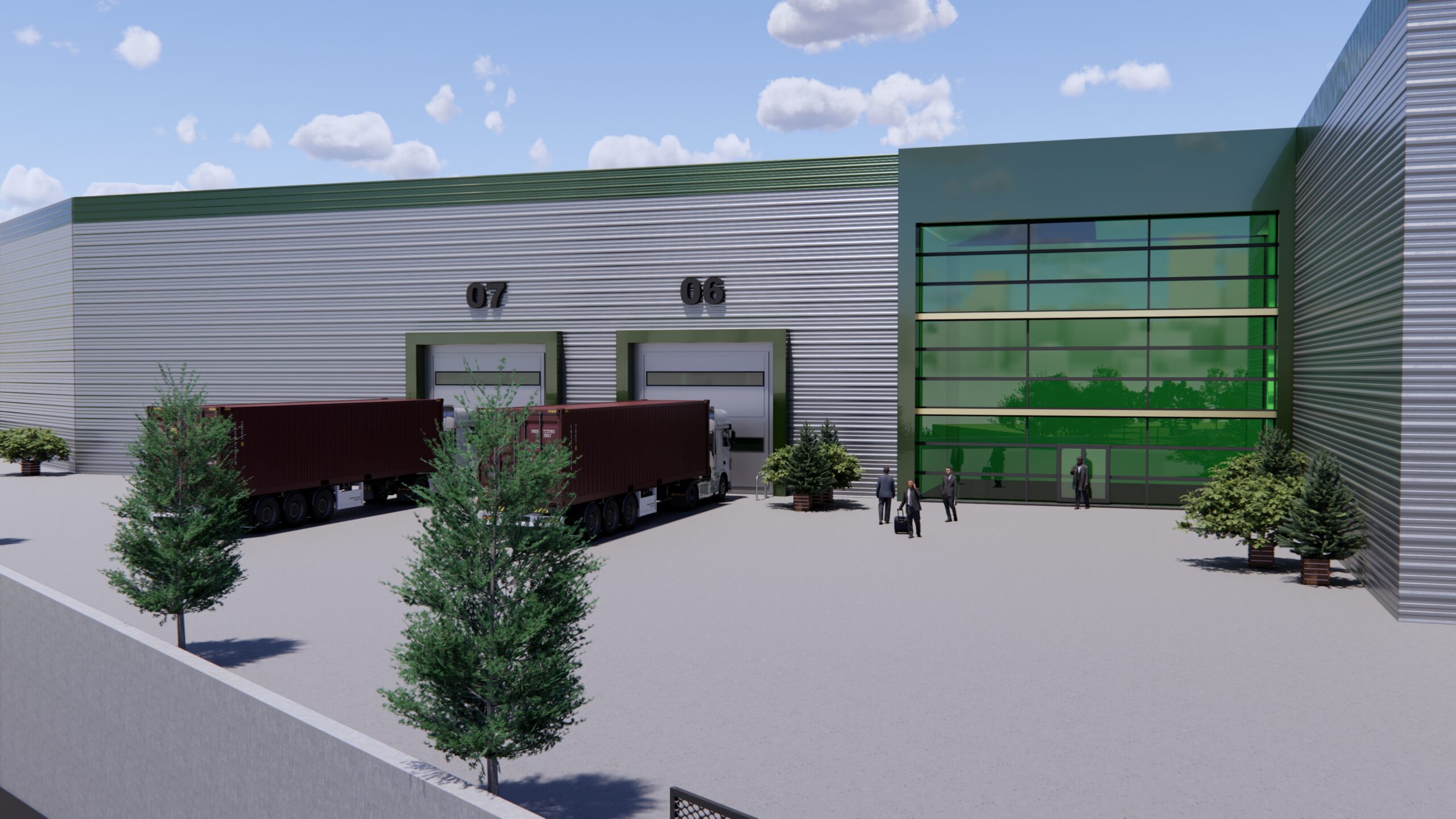 Modern fabrika yapısı mimari görselleştirmesi